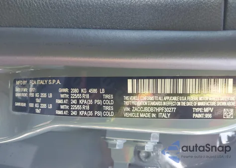 2017 Jeep Renegade Limited 4X4 from USA, damaged, VIN ZACCJBDB7HPF30277